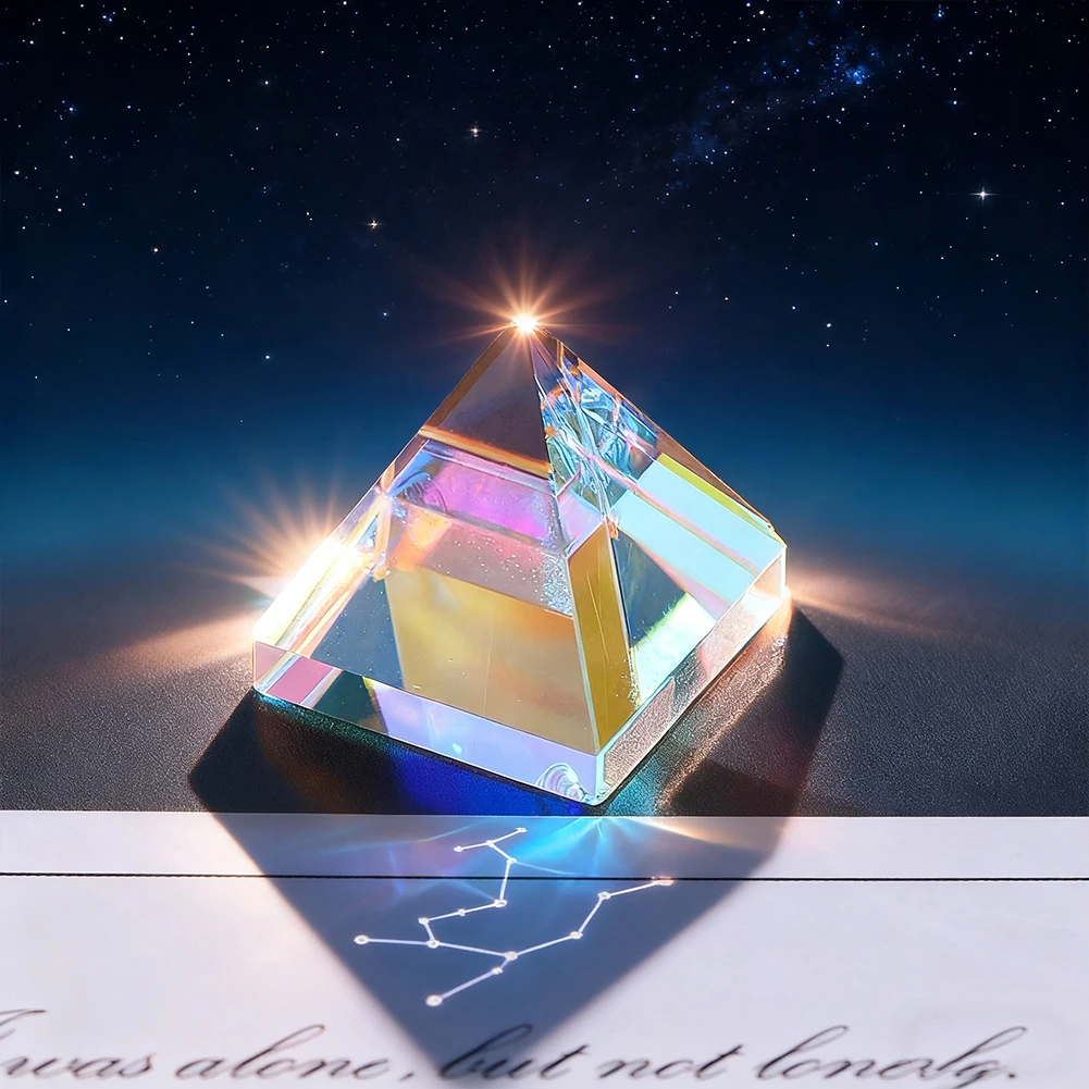 Color Crystal Pyramid Prism Figurines Science Optical Physics Refracted Rainbow Maker Color Experiment Props Decor Paperweight
