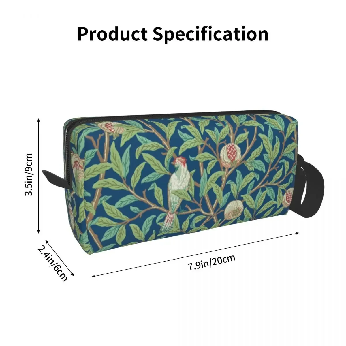 William Morris Fruit Trees And Birds Cosmetic Bag Big Capacity Vintage Floral Plants Makeup Case Beauty Storage Toiletry Bags