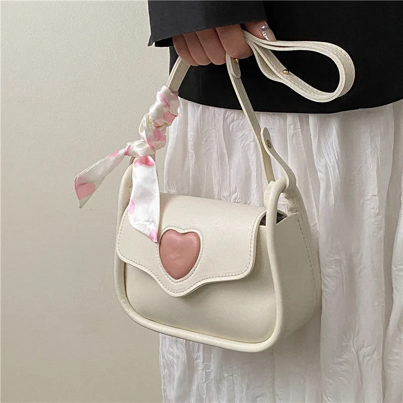 2023 Love Pattern Crossbody Bag Summer New Fashion Ribbon Elegant Shoulder Bag Street Trend Casual Versatile Ladies Underarm Bag