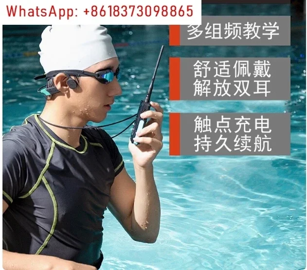 Underwater Swim Coach Walkie Talkie Communication Ear Phone Swimming Equipment Training Waterproof Wireless Headset Headphone