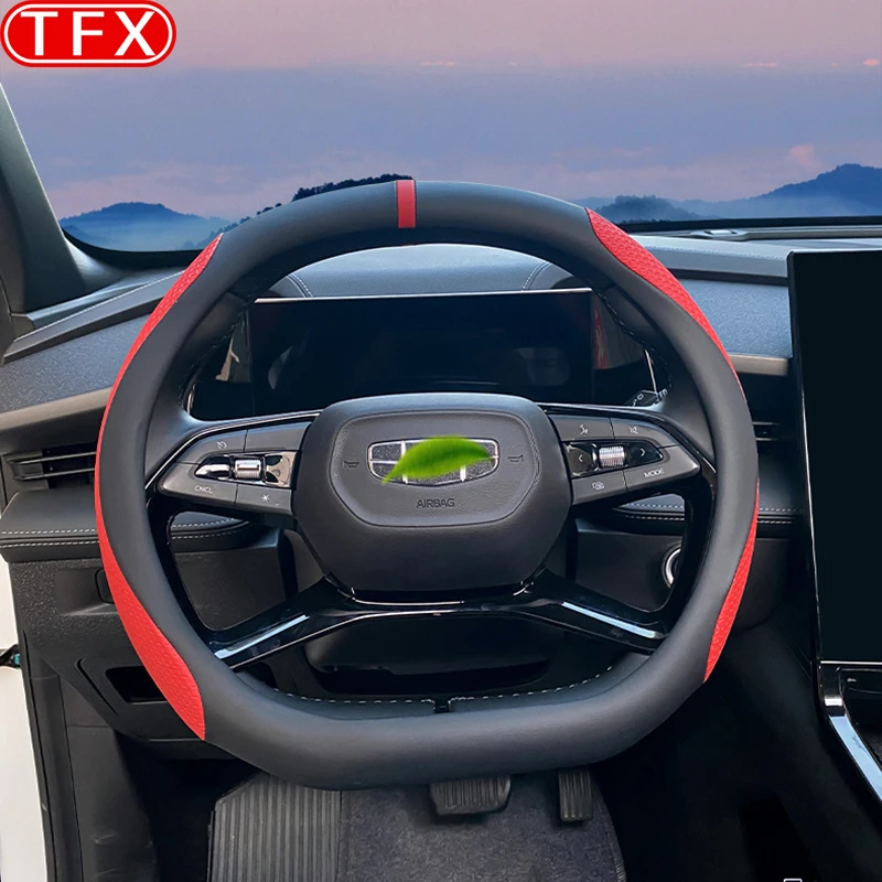 

For Geely Cityray 2024 2025 Car Styling Breathable Non-Slip Leather Steering Wheel Cover Auto Interior Modificated Accessories