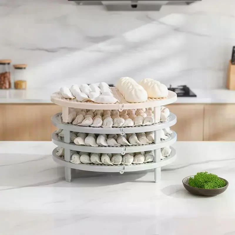 Foldable Dumpling Tray Non-Stick Stackable Food Grade Design for Home Kitchen Dumpling Making Prep BPA Free