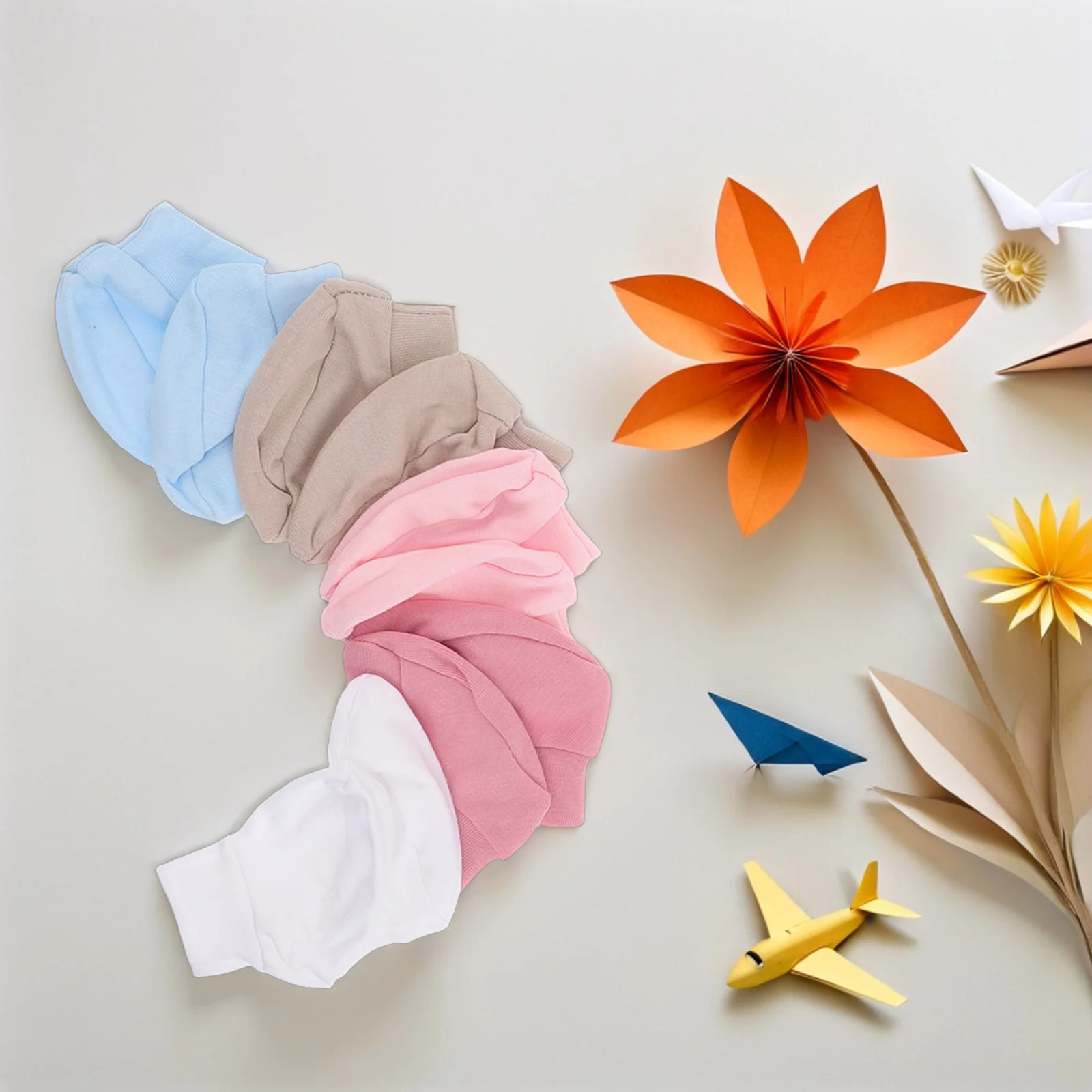 

5 Sets Clothing Socks Gloves Newborn Caps Boy Essentials Mittens Girl Cotton Anti-scratch Artifact