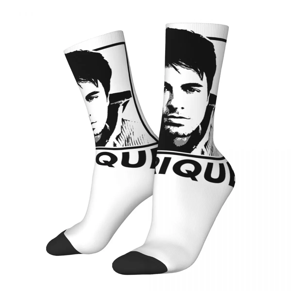 Unisex Latin Music ENRIQUE IGLESIAS Singer Black Socks Cotton Funny Happy Socks Harajuku Stuff Middle Tube Socks Wonderful Gifts