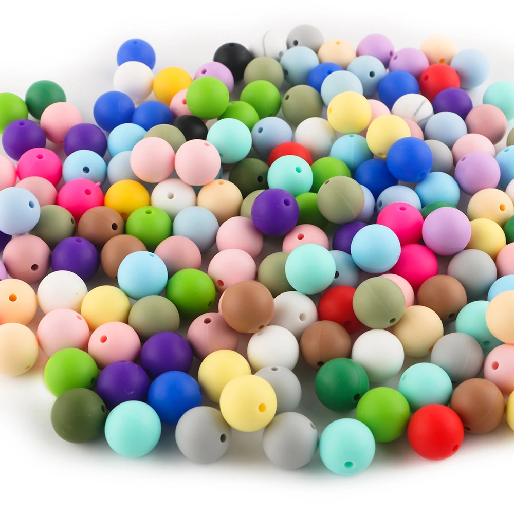 50Pcs/Lot 12/15mm New Color Silicone Beads Beads For Jewelry Making DIY Pacifier Chain Necklace Bracelet Jewelry Accessories