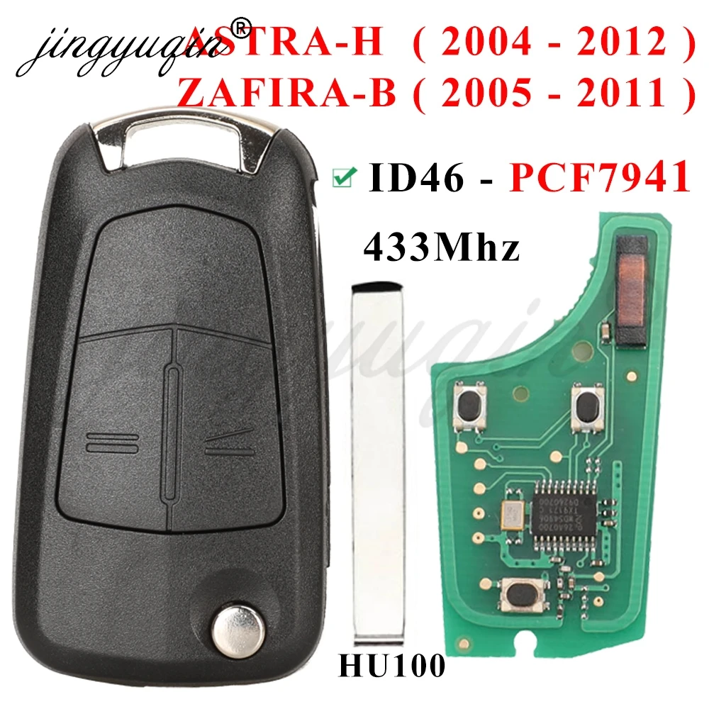 Jingyuqin Flip Remote Auto Schlüssel 433Mhz Für Opel/Vauxhall Astra H 2004-2009 Zafira B 2005-2013 Vectra C 2002-2008 Corsa D 2007-2012