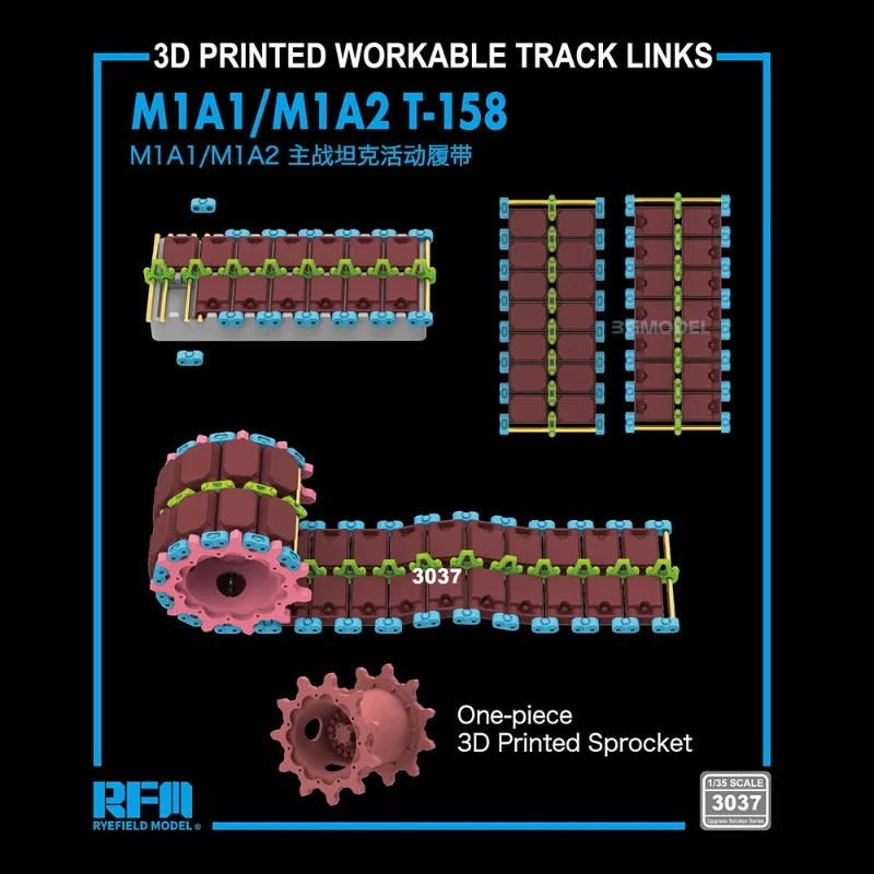 

Колеса и гусеницы Ryefield RM-3037 T-185 M1A1/M1A2, масштаб 1/35, аксессуары для сборки моделей своими руками