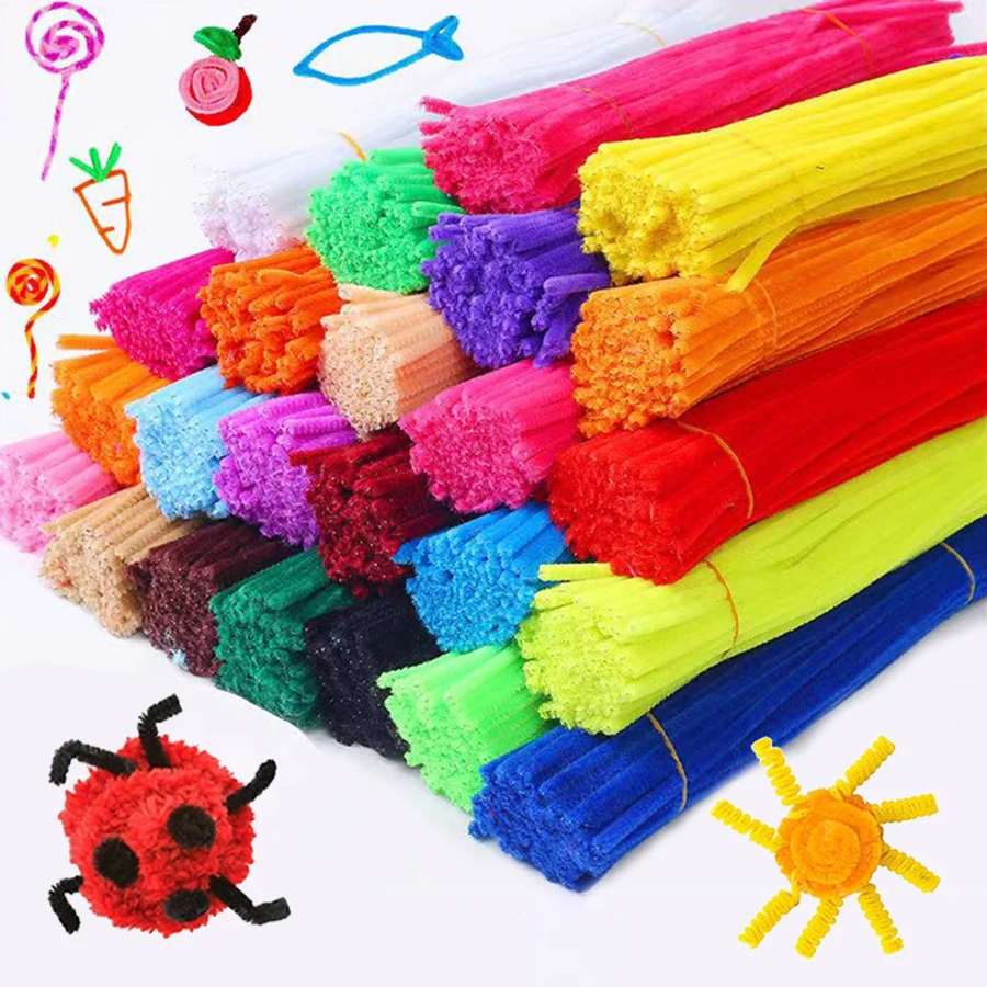 100pcs Chenille Stems Toys DIY Strips Twist Bar anvil Wire craft Pipe Creative hobby Children Plush Stick Chenille Sticks