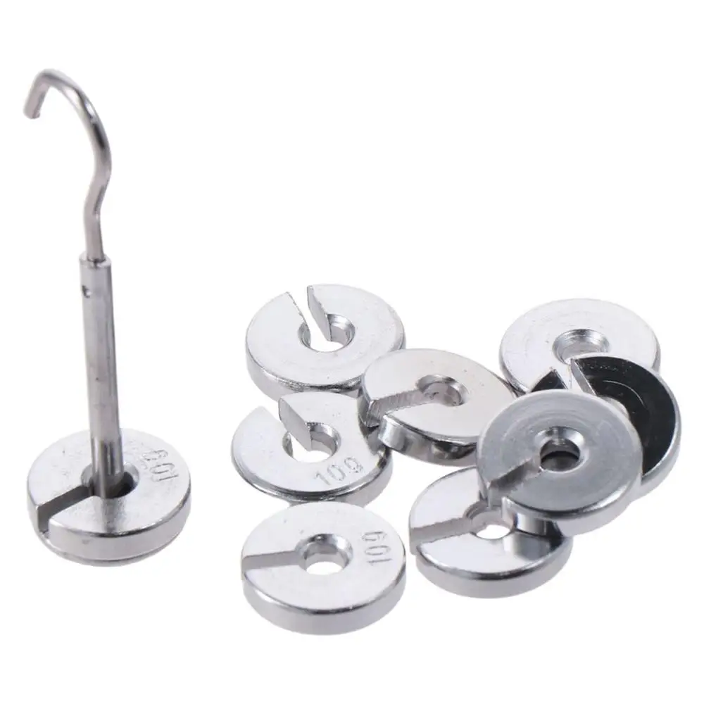 Durable Chromium-Plated Lab Slotted Mass Set Total 100g Silver Metal Slotted Weights 10g Each with Hanger and Case Laboratory