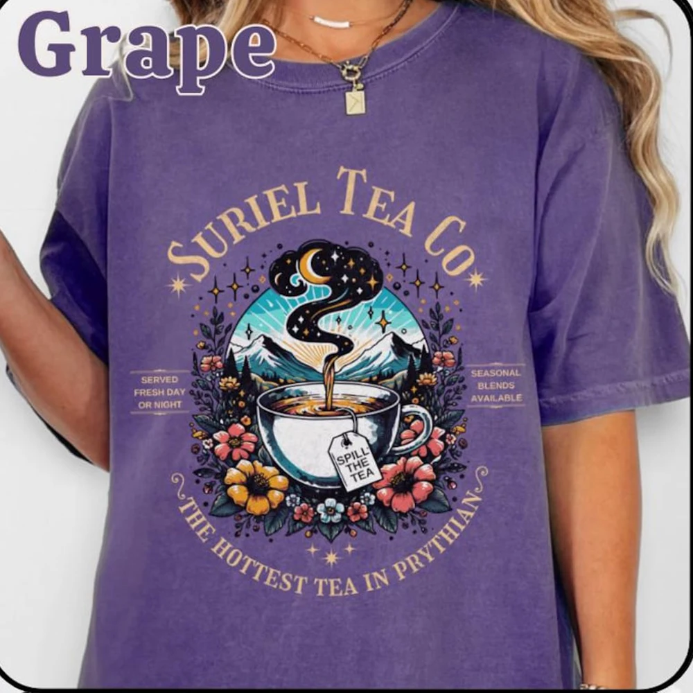 ACOTAR Suriel Tea Print Unisex Comfort Book Shirt A Court Of Thorns and Roses Tee 100% Cotton Short Sleeve Shirt Y2K Streetwear
