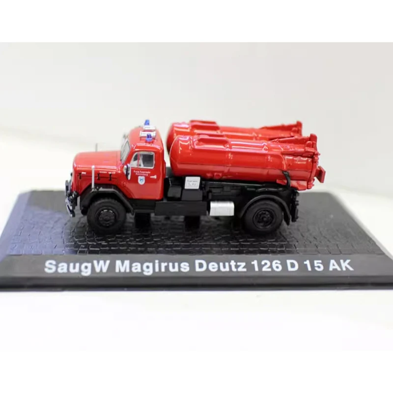 1/72 escala Magirus Deutz 126 D motor de bomberos tanque de agua modelos de aleación colección de juguetes para niños adultos regalo de recuerdo pantalla estática