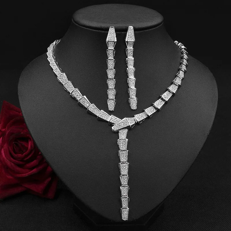 Bridal Wedding Evening Dress Accessories Korean Zircon Necklace Earrings