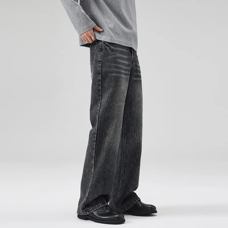 N40 อเมริกันSimple High Street Retroแนวโน้มหลวมAll-Match Casual Old-fashioned Casual High-Profileตรงกางเกงยีนส์สําหรับชาย