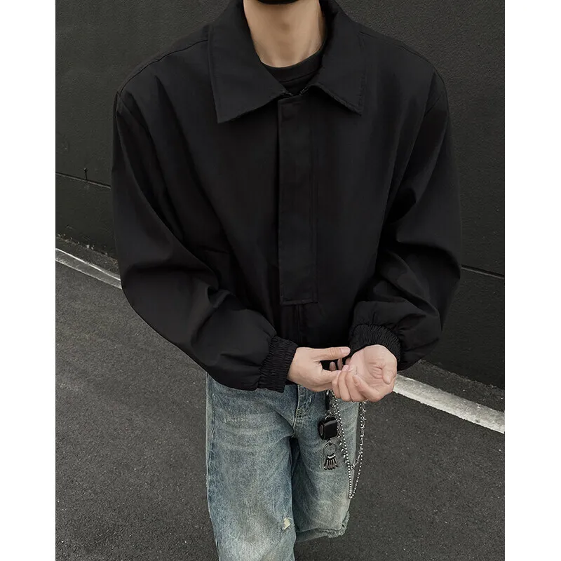 Spring Short Jacket Men Fashion Black Casual Jackets Men Streetwear Korean Loose Bomber Jacket Mens Motorcycle Jacket M-3XL