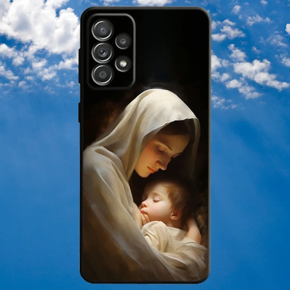 Virgen St.Mary Celestial Mother Phone Case For Samsung S21,S22 Ultra,S20,S30 plus,S22 plus,S23,S30 ultra 5G Soft Black Cover