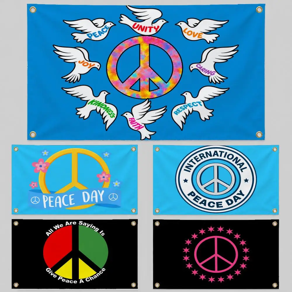Event World Day Of Peace Peace Dove Flags Wall Hanging Background Flag Wall Decor Banners for Outdoor Bedroom Dorm Room Decor