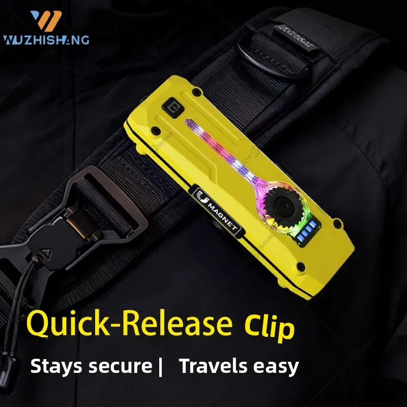 Multi Function EDC Light Dual Direction Clip Magnetic Body Three Light Modes RGB Laser 7 Color Options USB C Rechargeable