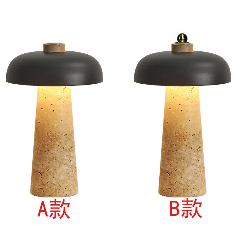 مصباح مكتبي على شكل فطر الرياح من العصور الوسطى من وابي سابي، غرفة نوم من الحجر الجيري الأصفر بجانب السرير وغرفة المعيشة والدراسة المنزلية #4