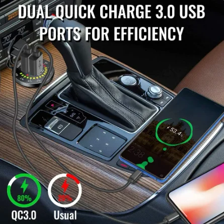 Enchufe QC 3,0 USB PD 36W, carga rápida con interruptor, pantalla de voltímetro LED, resistente al agua y al polvo para coches, Buggy y camiones de 12-24V