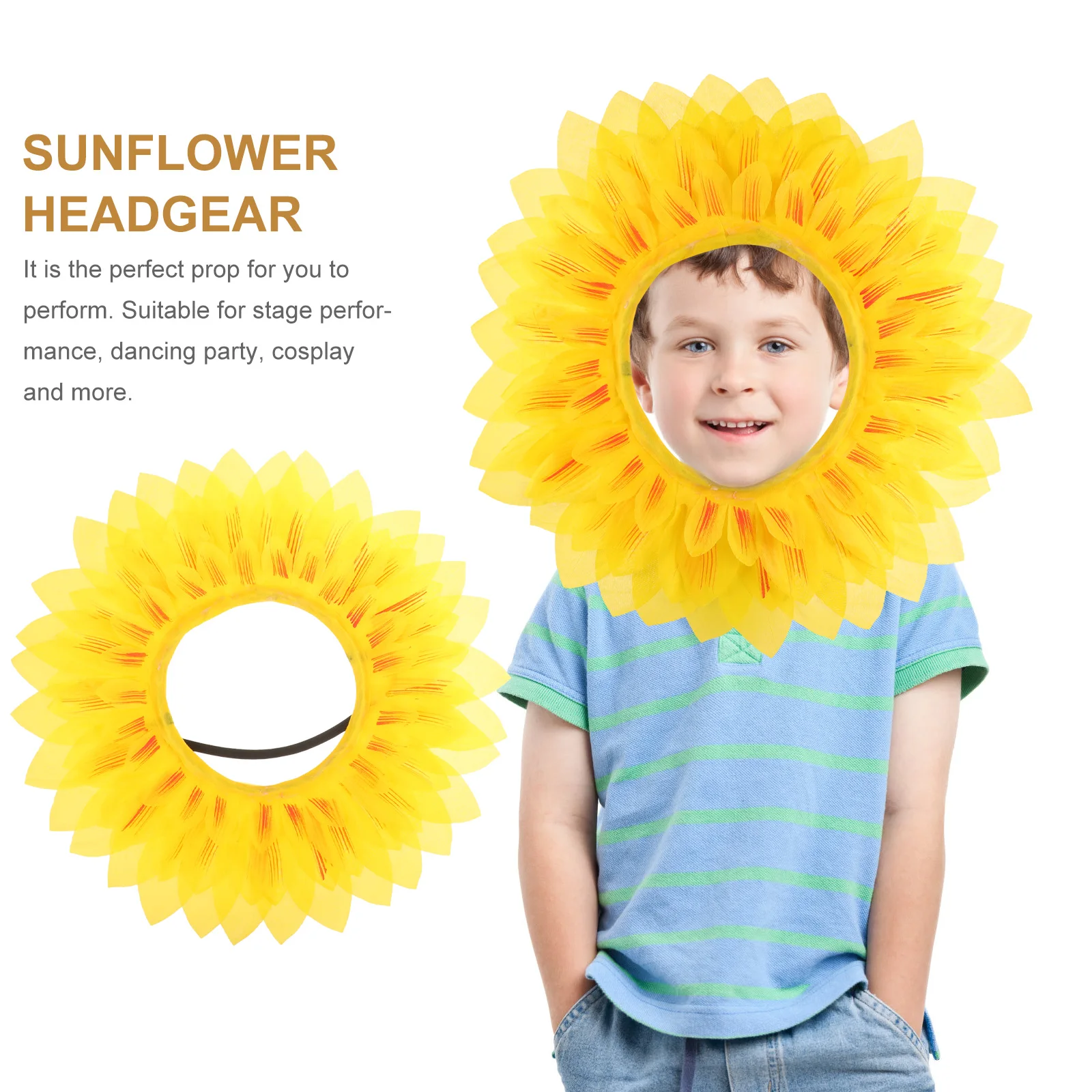 

1 set Sunflower Headgear Costume Flower Headwear Funny Gloves Party Accessory Kids Adult Carnival Performance Pet Use