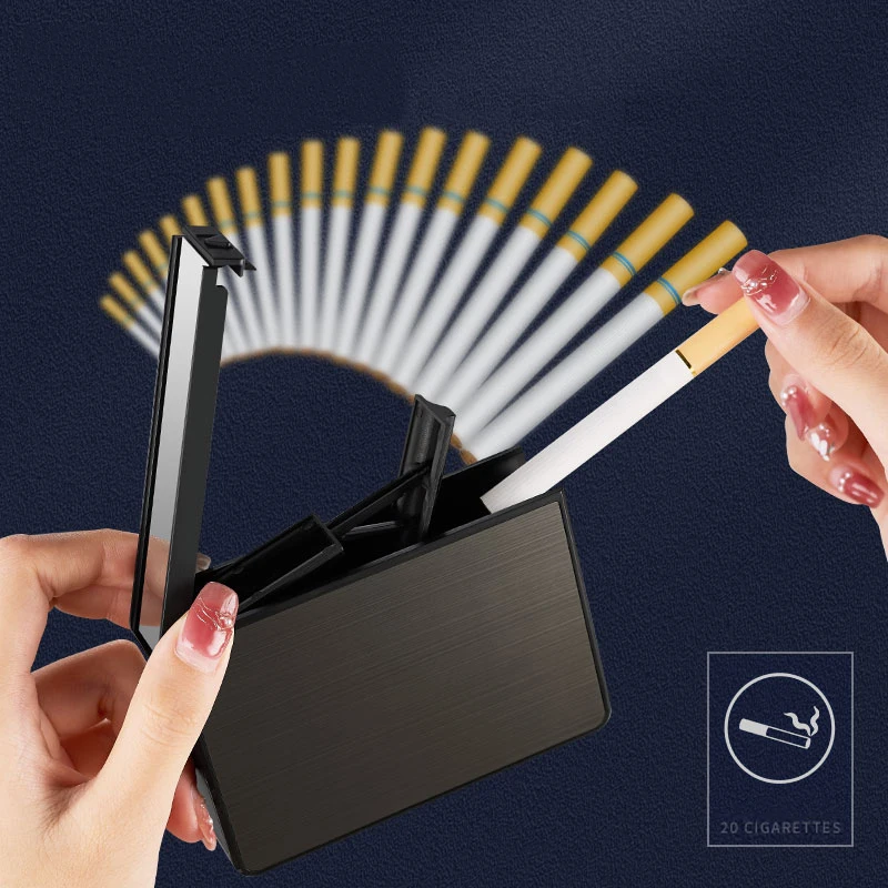 Portable Automatic Cigarette Case Cigarette Boxes 20PCS Cigarette Holder Case Aluminium Alloy Smoke Boxes For Men Gifts