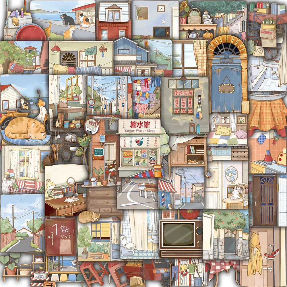 

50 шт., наклейка для ноутбука, граффити, пейзаж, водостойкая кофейная наклейка для ноутбука, багажа, модная наклейка для скейтборда, Harajuku