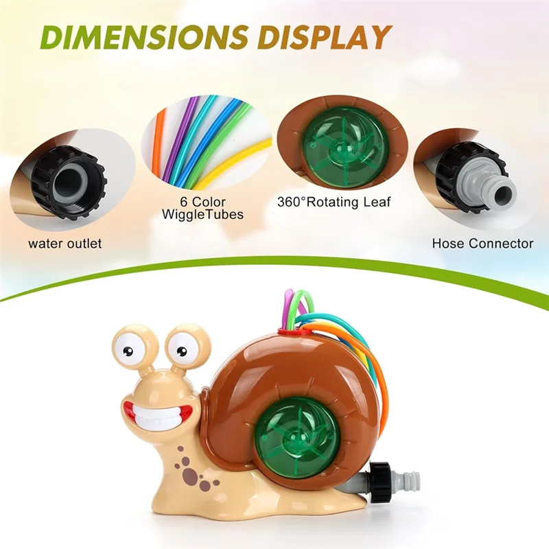 B05C-漫画のカタツムリ型散水器 夏の庭の芝生用 – 裏庭のプールパーティーの楽しみのための噴霧式散水器