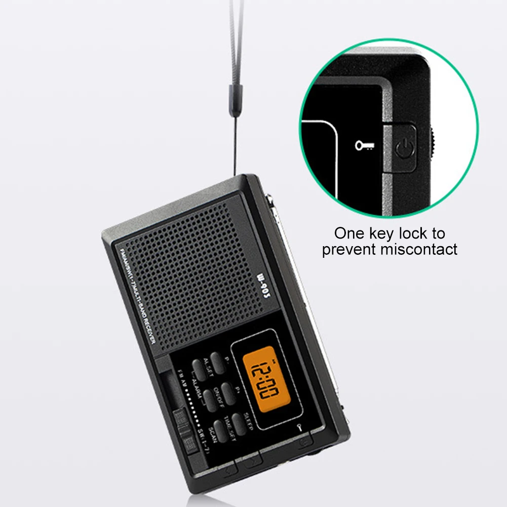 Tragbares Stereo-Digitalradio FM AM SW Vollband-Taschenradio mit LCD-Zeitanzeige für Outdoor-Camping und Reisen