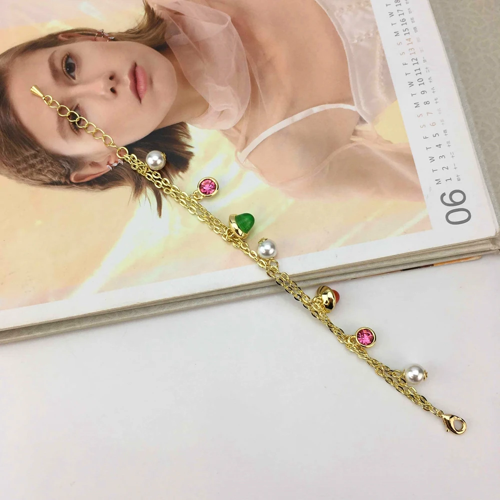 Yuminglai New Luxury Cubic Zirconia Bracelet Women Round Shiny Rhinestone Bangle Jewelry FHK16410