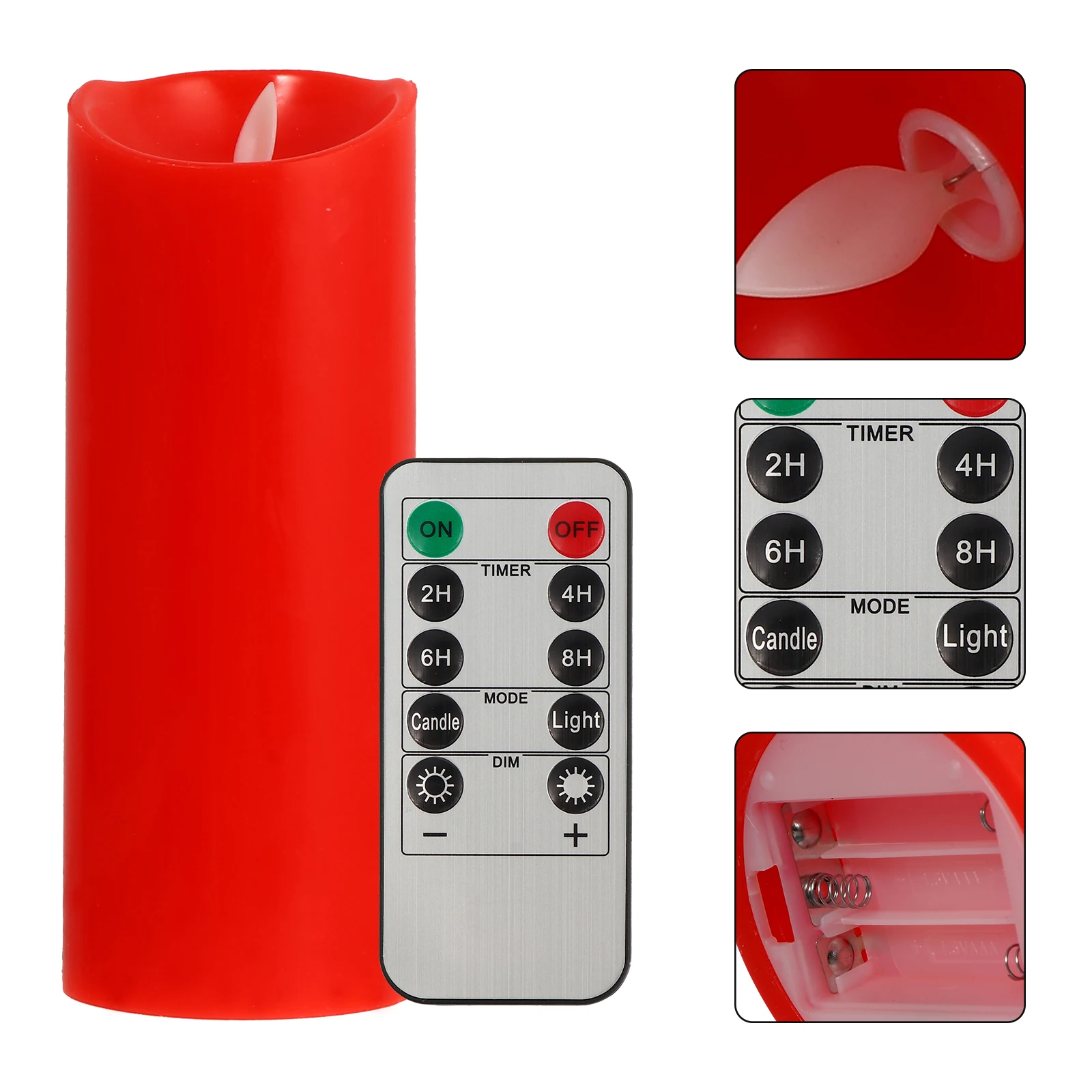 1 Set Red LED Lamps Smokeless Lamps Decor with Remote Controller