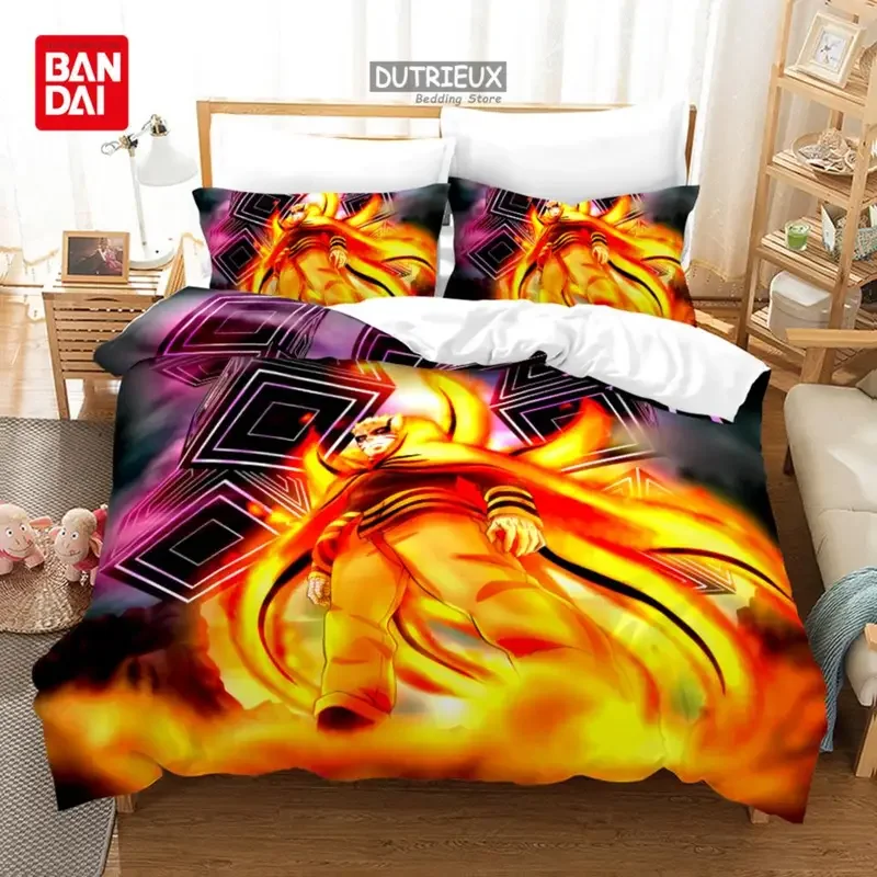 Conjunto de cama 3D Anime para adultos e crianças, Sasuke Uchiha, capa de edredão Uzumaki, duplo, gêmeo, completo, rainha, rei, capa de edredão