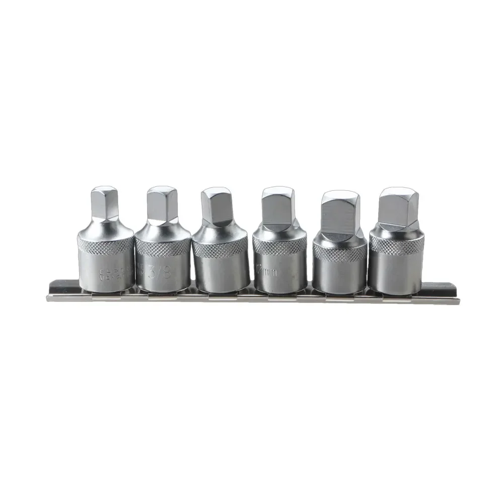 6pcs square oil sump drainplug key tools set with stand for removal and transmission repair 8 10 12 14mm 3/8 1/2 inch steel