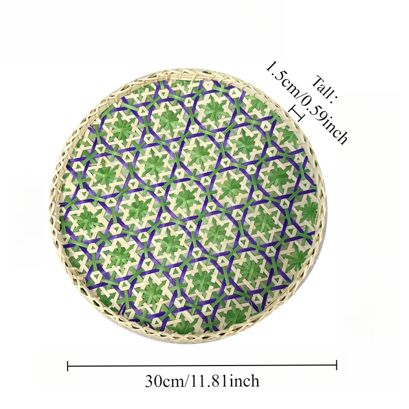 1PC Handmade Rattan Fruit Bread Basket with Lid Leftovers Insect Proof Table Cover Round Dim Sum Tray