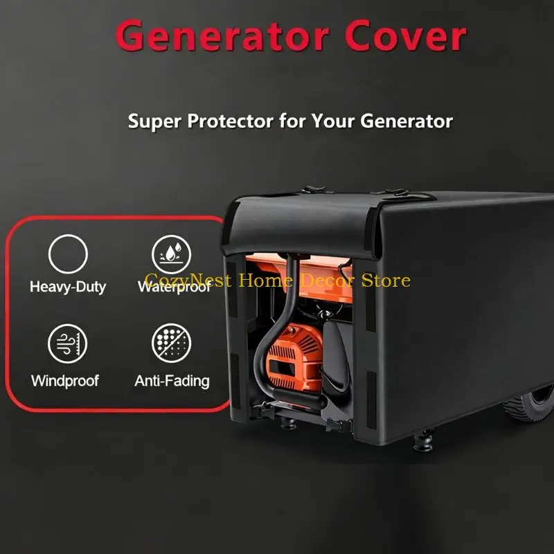 92MF Coated 420D Fabric Generator Cover with Sectioned Access, Reinforced Border and Fasteners for Stationary Storage