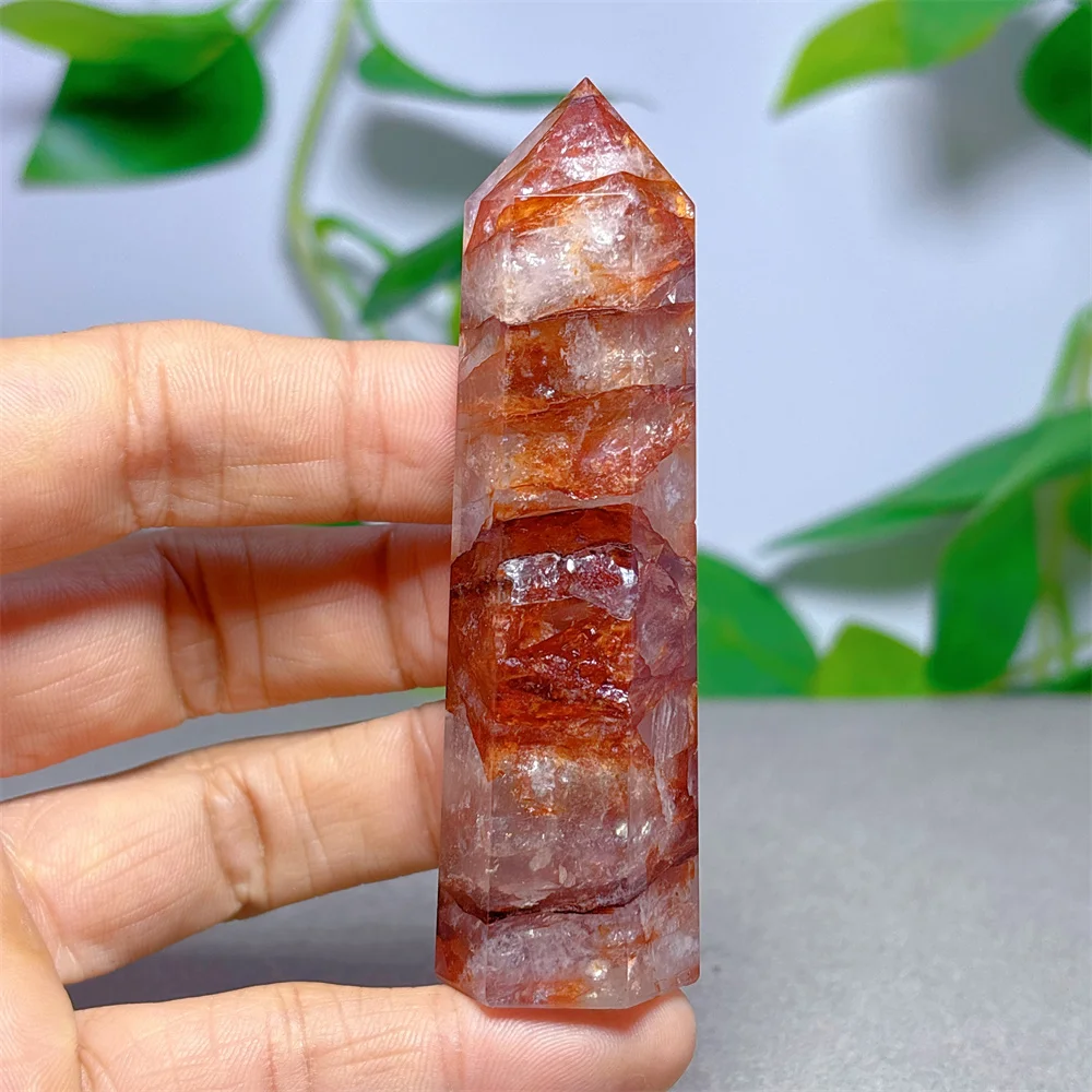 Fire Quartz Tower Crystal Natural Stone Quartz Minerals Home Decoritems Reiki Gifts Energy Healing Lucky Auspicious Love