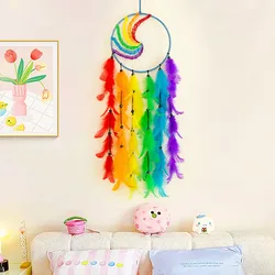 Dream Catcher Hand-woven Colorful Feathers Wind Chimes Bedroom Hanging Ornaments Wall Decoration Birthday Gifts Home Accessory