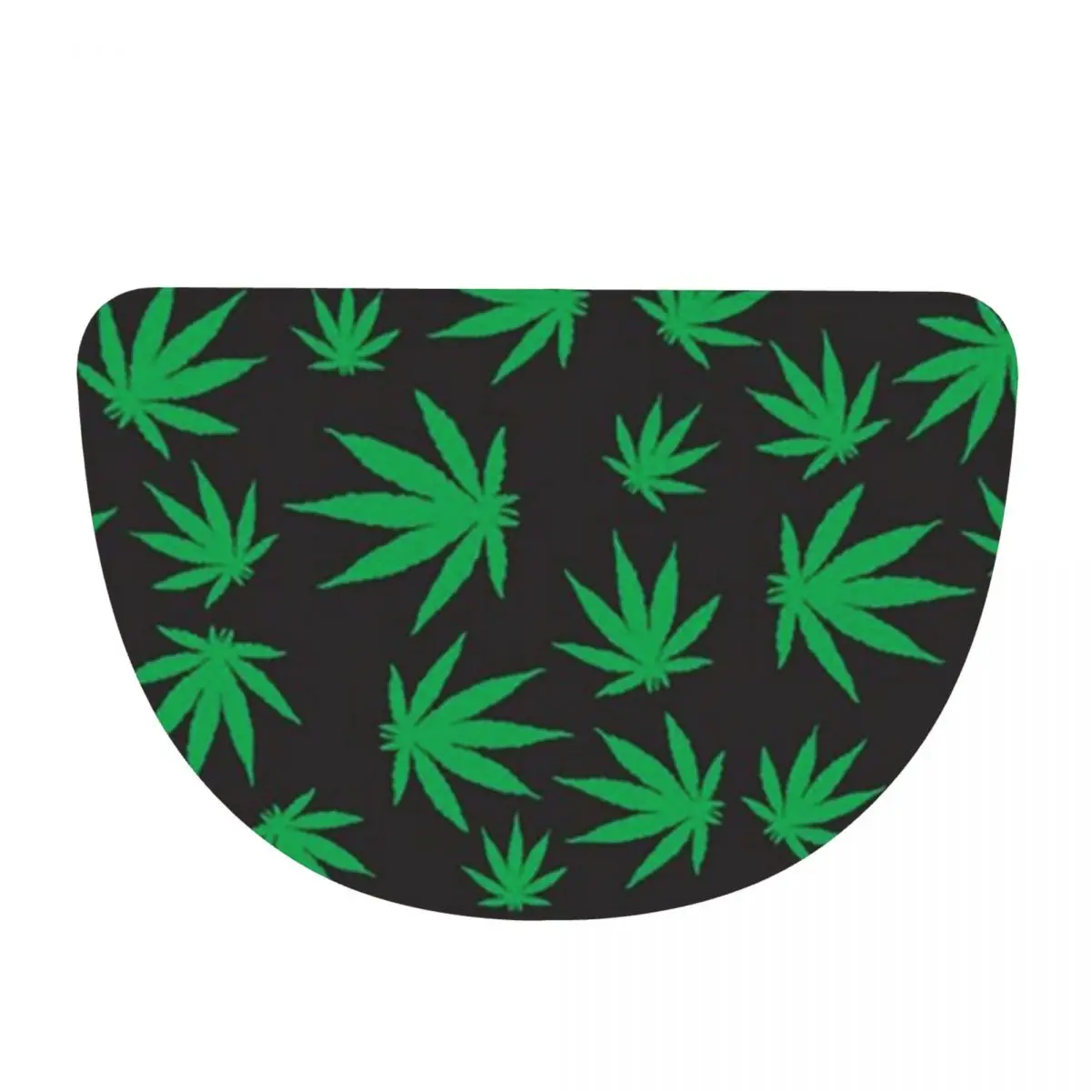 Cannabis Leaves Marijuana Weed Leaf Flannel Half Round Doormat Non Slip Bathroom Mat Absorbent Floor Carpet for Home Bedroom