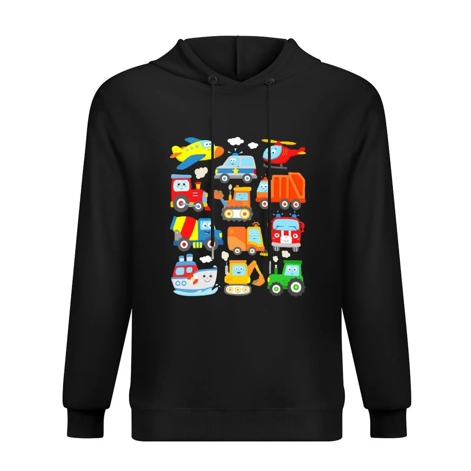 

Plane Helicopter Excavator Trashtruck Ship Tractor Train Police Firetruck Kids Hoodie mens designer clothes hoodie oversize