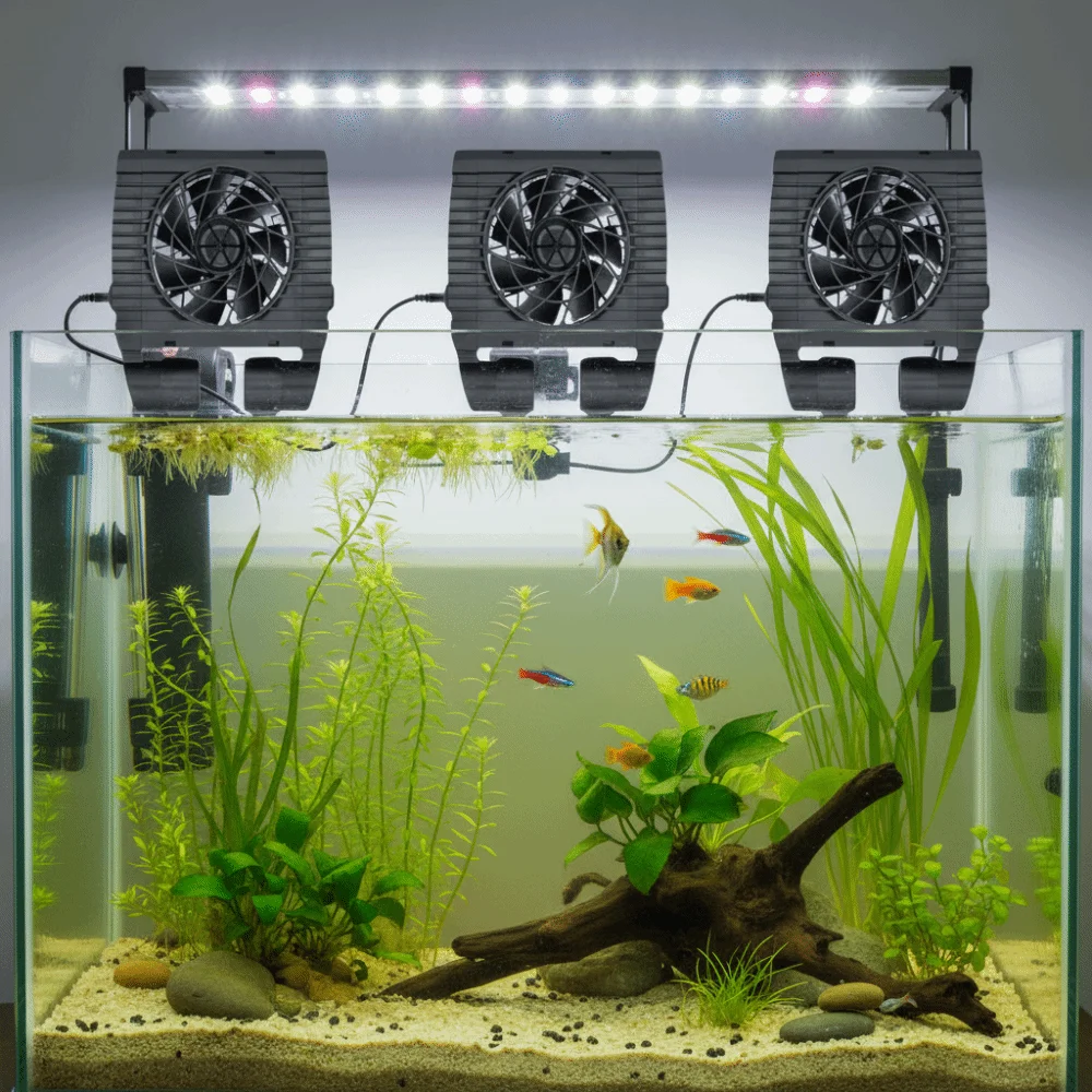 

Wall Mounted Fish Tank Cooling Fan Adjustable Wind Speed Energy Efficient Aquarium External Fan Mute Operation Fish Tank Cooler