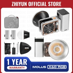 ZHIYUN Official MOLUS X60 X60RGB 60W RGB COB Light Pocket Video Lights LED Fill Lamp Portable Photography Lighting