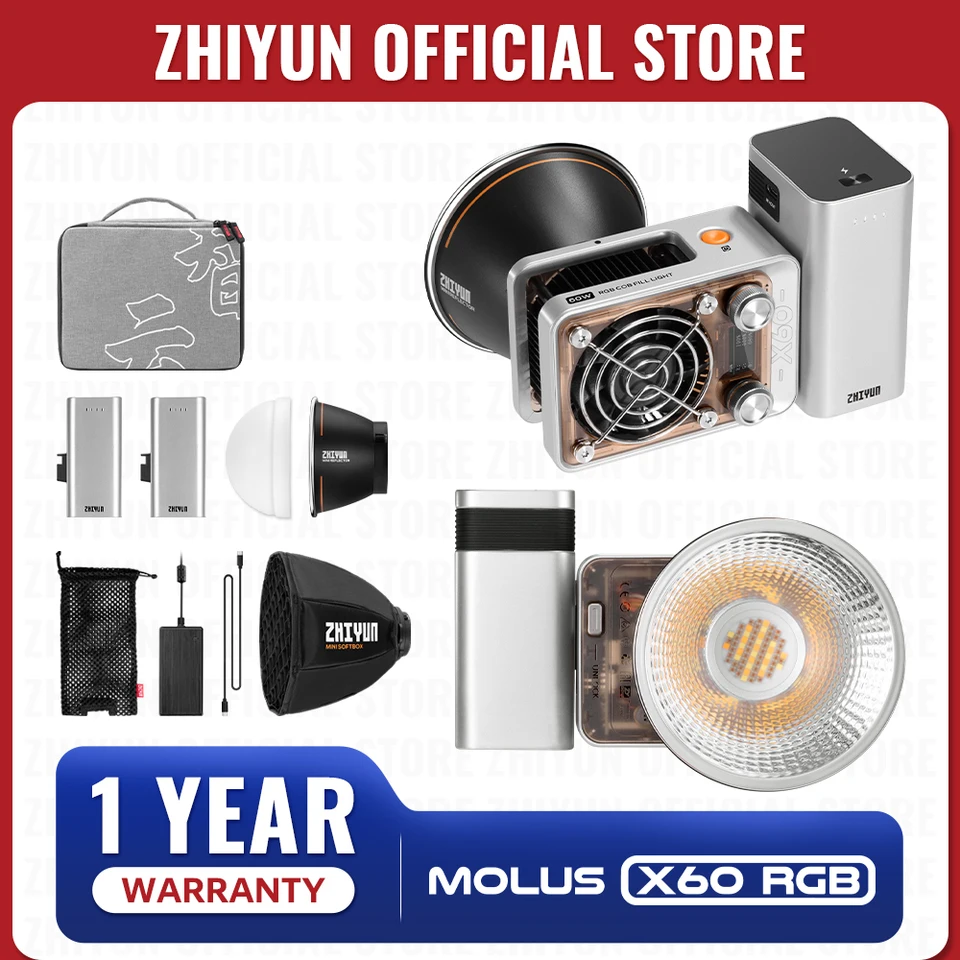 ZHIYUN Official MOLUS X60 X60RGB 60W RGB COB Light Pocket Video