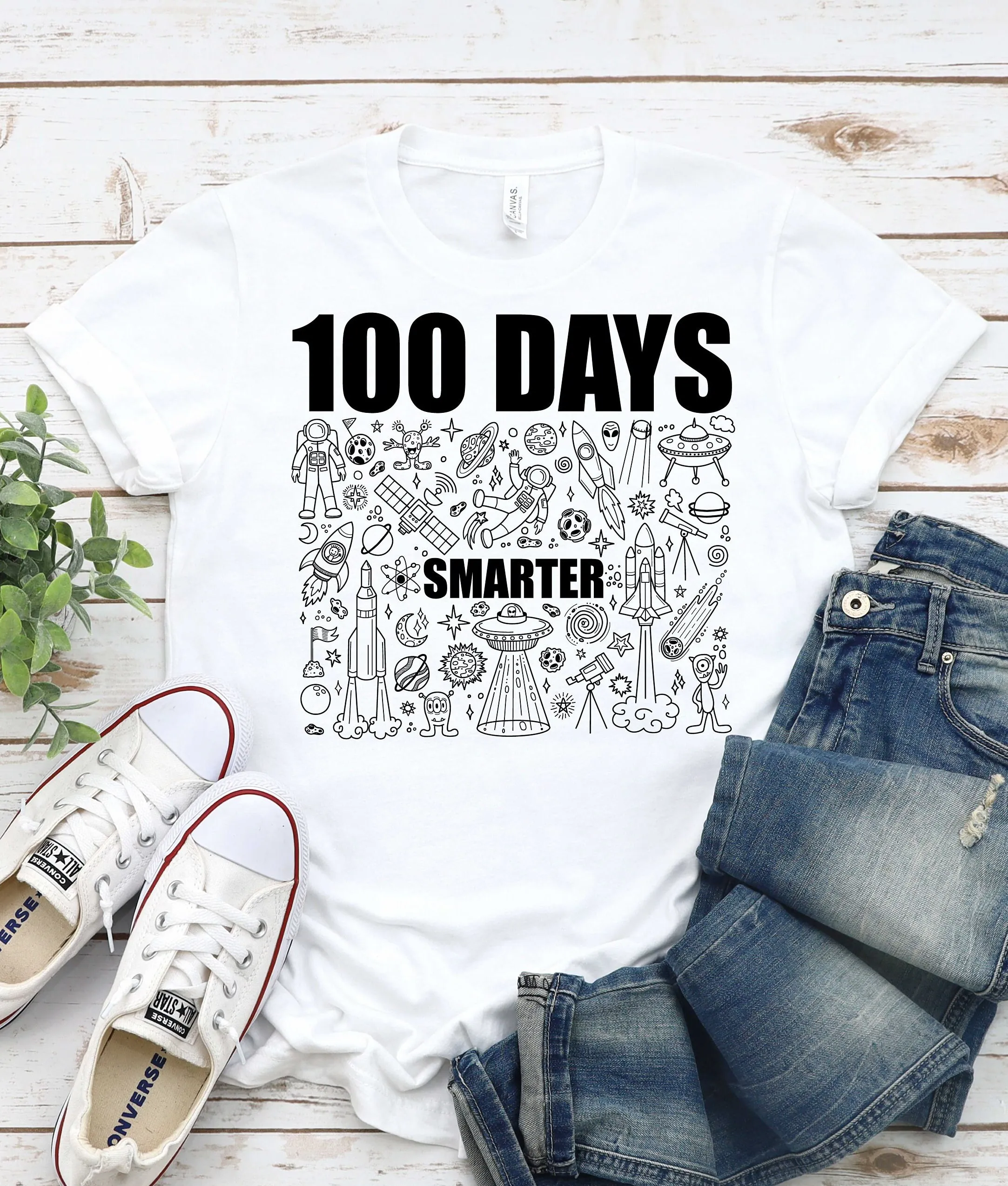 100 Days Smarter T Shirt 100Th Day Of School Science Teacher Appreciation Space