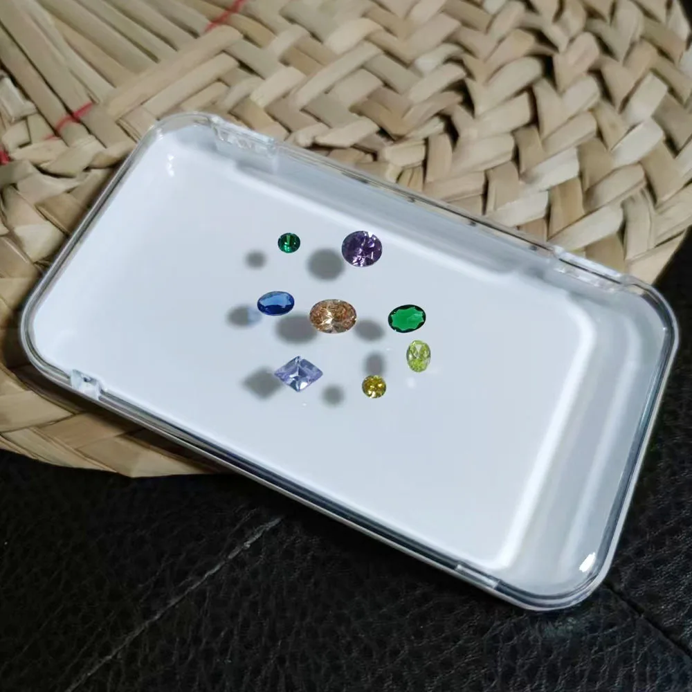 Transparent Stone Storage Box Gems GIA Jewelry Display Organizer Gemstone CVD IGI Gift Packaging Box Loose Diamond Showcase Tray