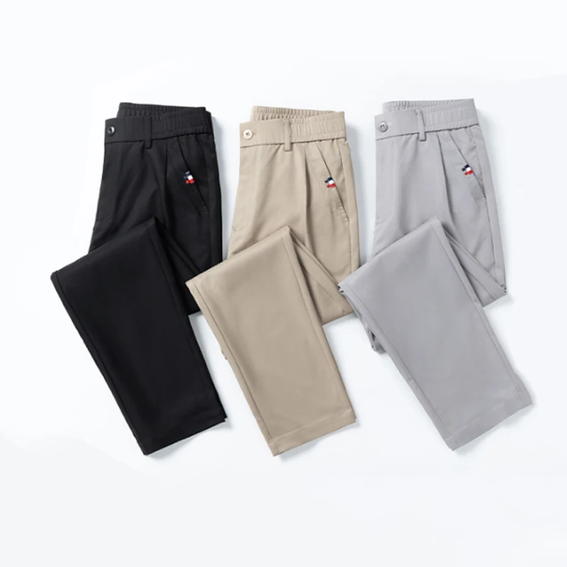 

2025 Men Fashion Casual Pants Male Classics Slim Business Straight Leg Trousers Solid Narrow Leg Pants