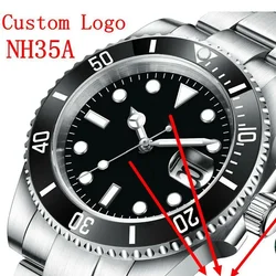 DIY Custom Logo 40mm Sapphire Glass NH35 Automatic Mechanical Men's Watch Sterile Dial Ceramic Bezel Luminous Sports Watch