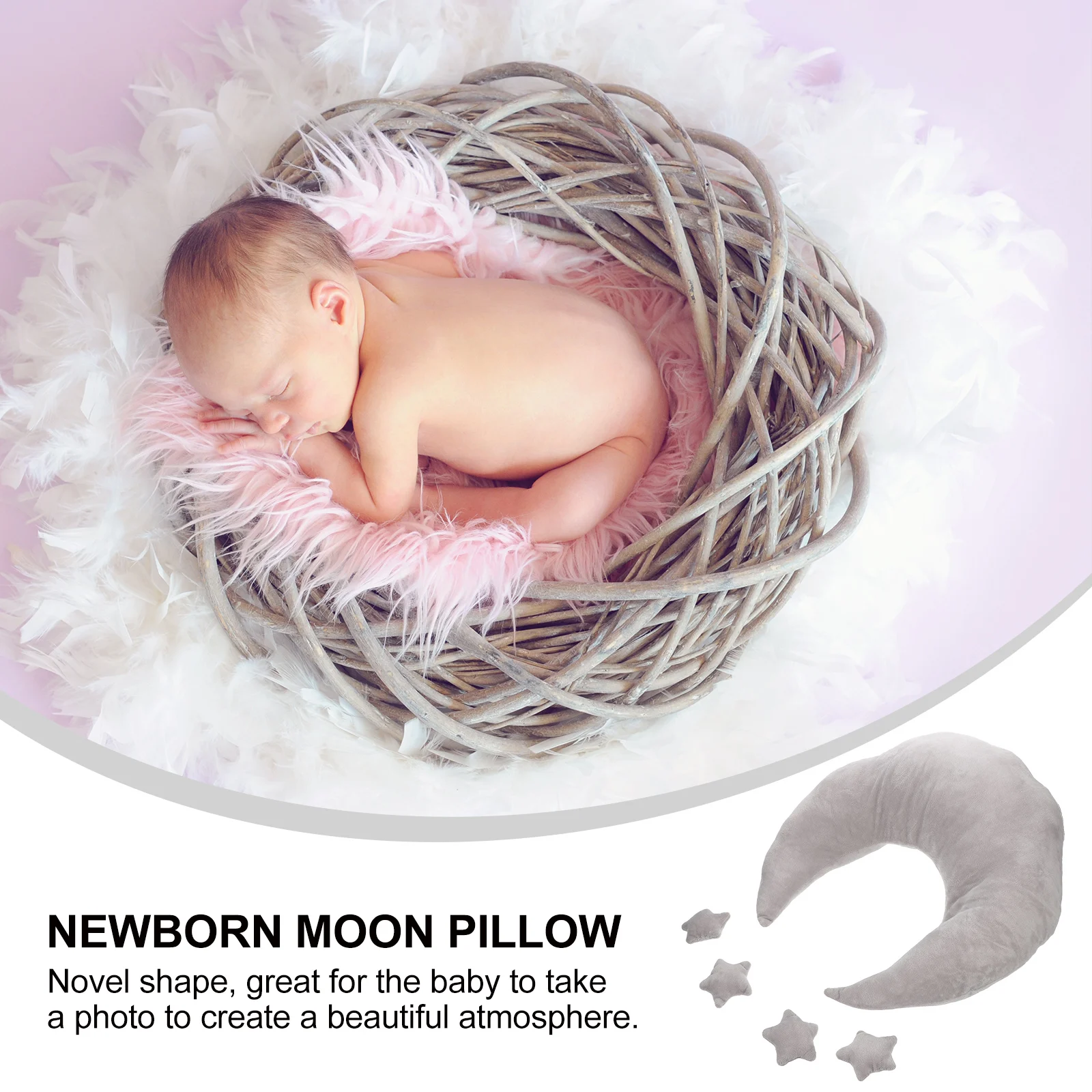 

Moon Star Pillow Newborn Photo Shoot Prop Baby Photography Modeling and Pillows Velvet Props for