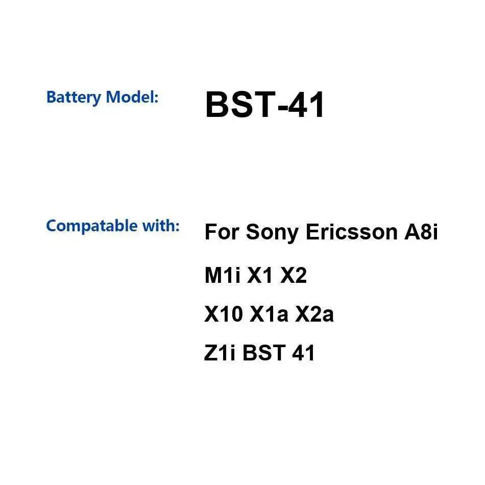 

Стабильный аккумулятор для мобильного телефона Sony Ericsson A8i M1i X1 X2 X10 X1a X2a Z1i 1500 мАч Bst-41