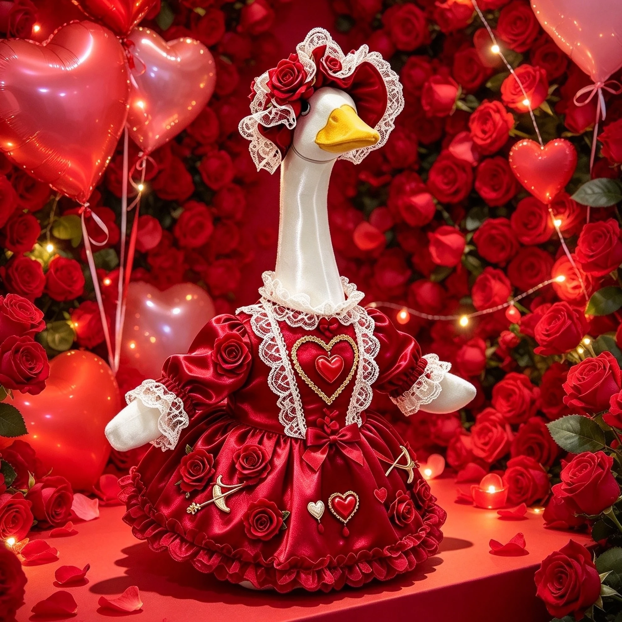 Dress Dress Hat- Outfits Lace Trim Goose Valentines Outfits 2 Pcs Lace Trim Porch Goose 23 In Porch