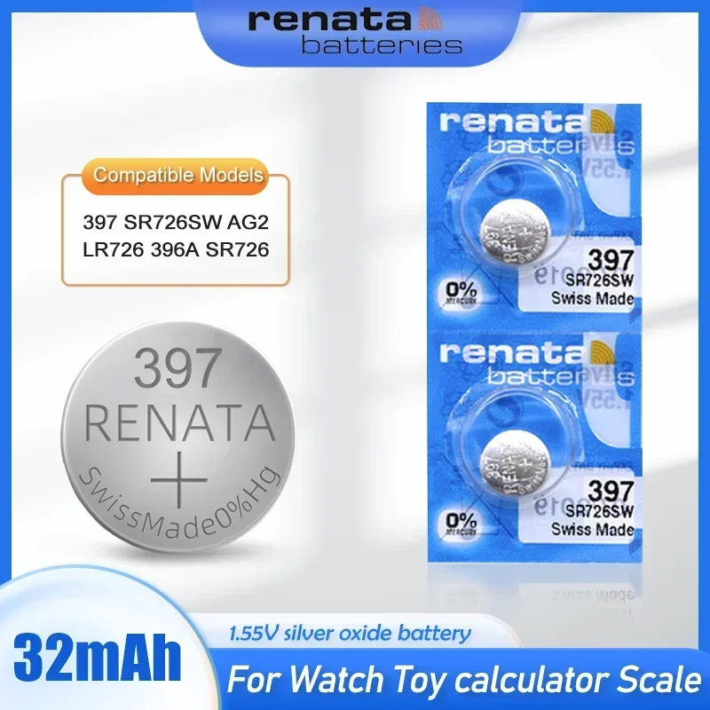 1-10PCS Original Renata 397 SR726SW AG2 LR726 396A SR726 1.55V Silver Oxide Button Battery For Watch Toy Calculator Swiss Made