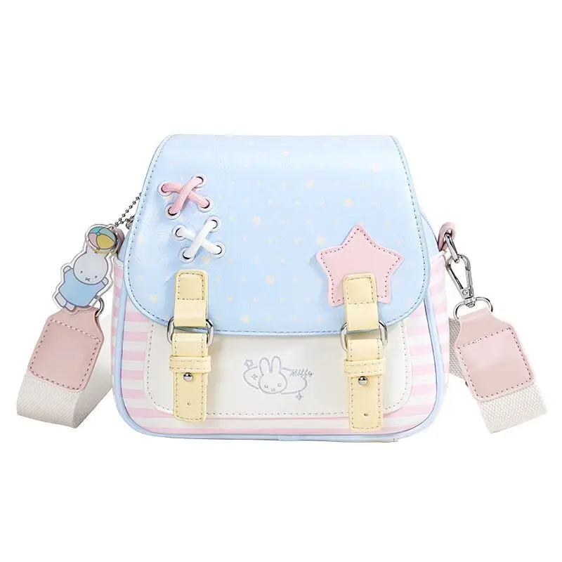 Sweet Cartoon Miffy Crossbody Bag New Macaron Polka Dot Stripe Design Niche Casual Fashion Shoulder Bag for Students Kawaii 2026